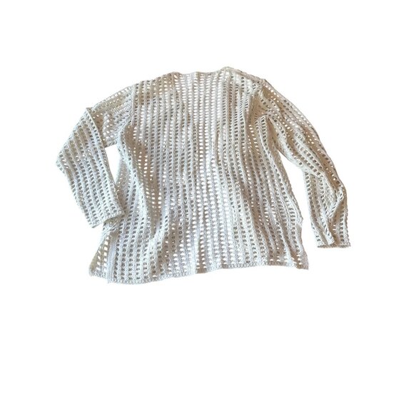 White Open-Knit Crochet Cardigan Sweater Cottage Boho One Size - Picture 4 of 4